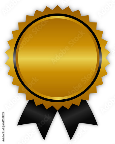 Blank medal with ribbon, gold.