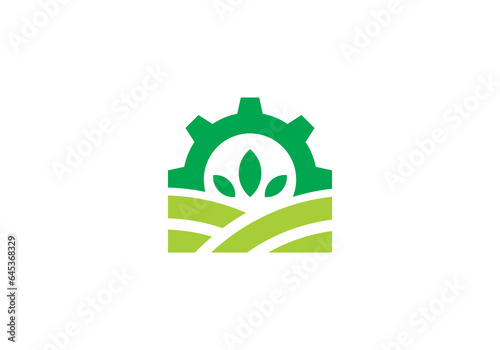 agriculture tree logo gear combination, unique concept. farm symbol icon