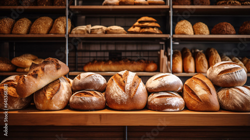 The bakery exudes charm with its shelves adorned by an eclectic array of bread, each a work of culinary art.