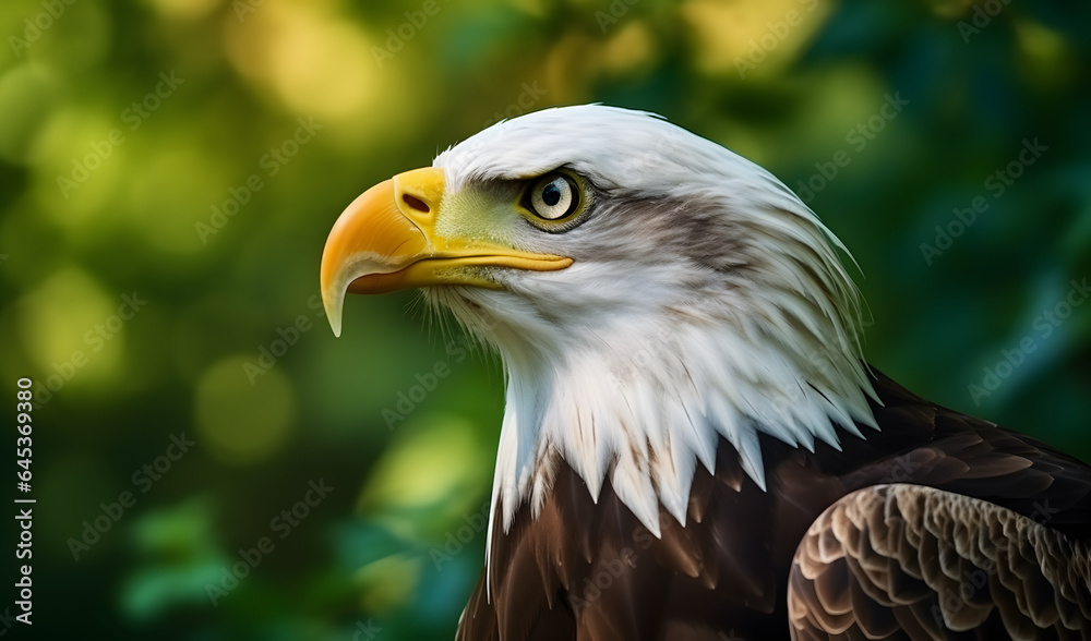 Closeup of bald eagle bird in the jungle Closeup of bald eagle bird in the jungle