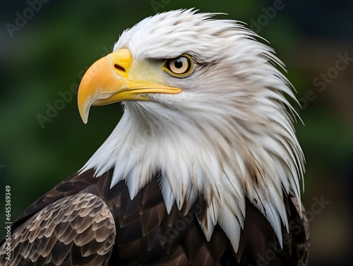 Closeup of bald eagle bird in the jungle