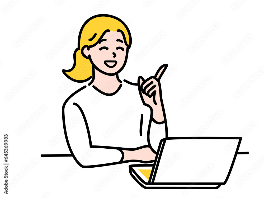 パソコンを操作して案内をする女性 png パソコンを操作して案内をする女性 png