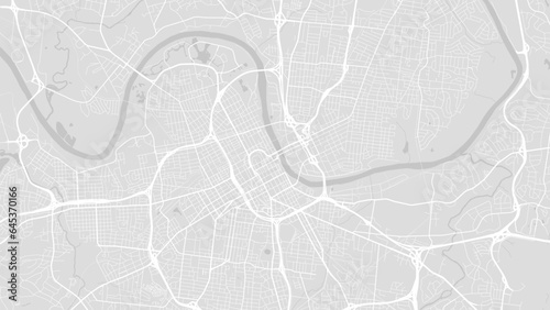 Background Nashville map, United States, white and light grey city poster. Vector map with roads and water. Widescreen proportion, flat design roadmap.