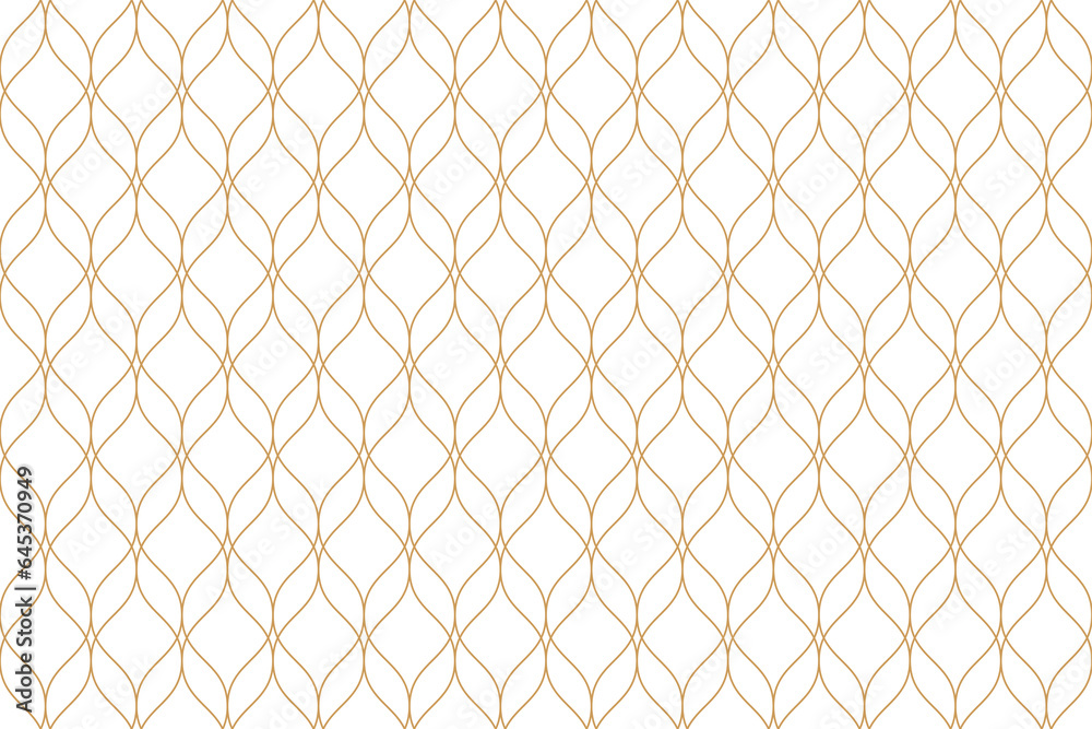 Luxury ornamental seamless pattern with golden wavy line. Oriental geometric repeat background, png transparent.