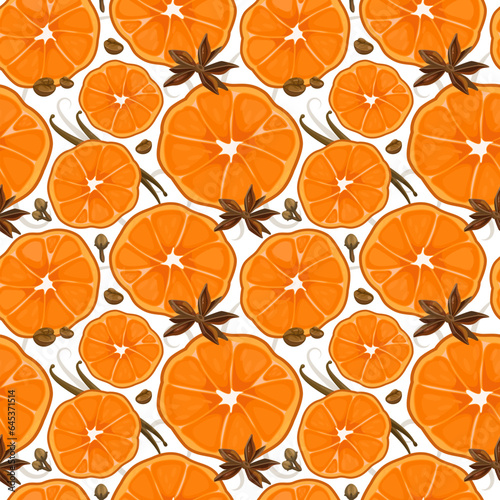 Seamless pattern with orange and grapefruit