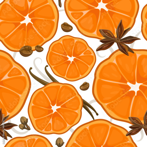 Seamless pattern with orange and grapefruit