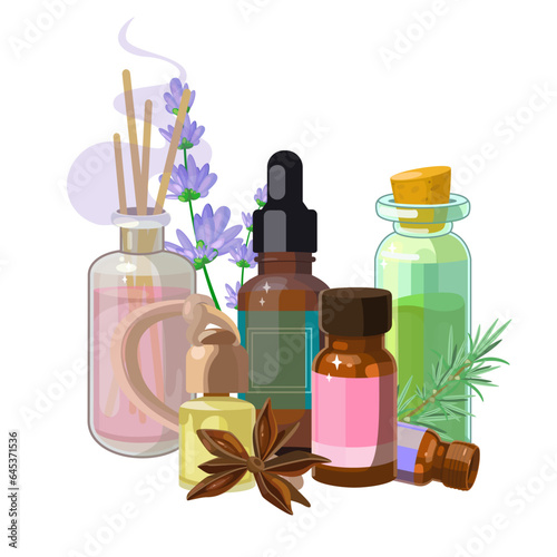 Illustration of aroma and spa accessories