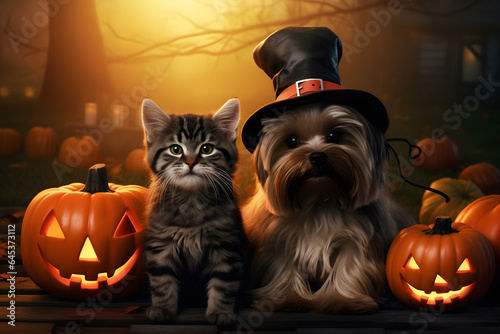 A Pet in Costume Furry Friends Joining the Halloween © sugastocks