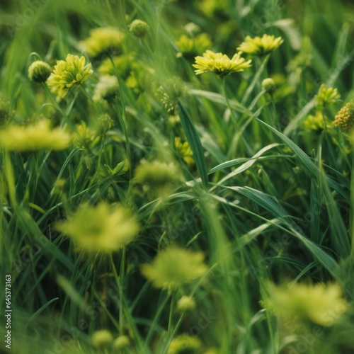 Dreamy Dandelions and Marigolds in Grass Field Pattern