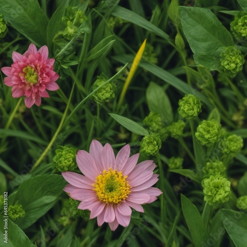 Pink Daisy in Green Foliage Pattern for tiling
