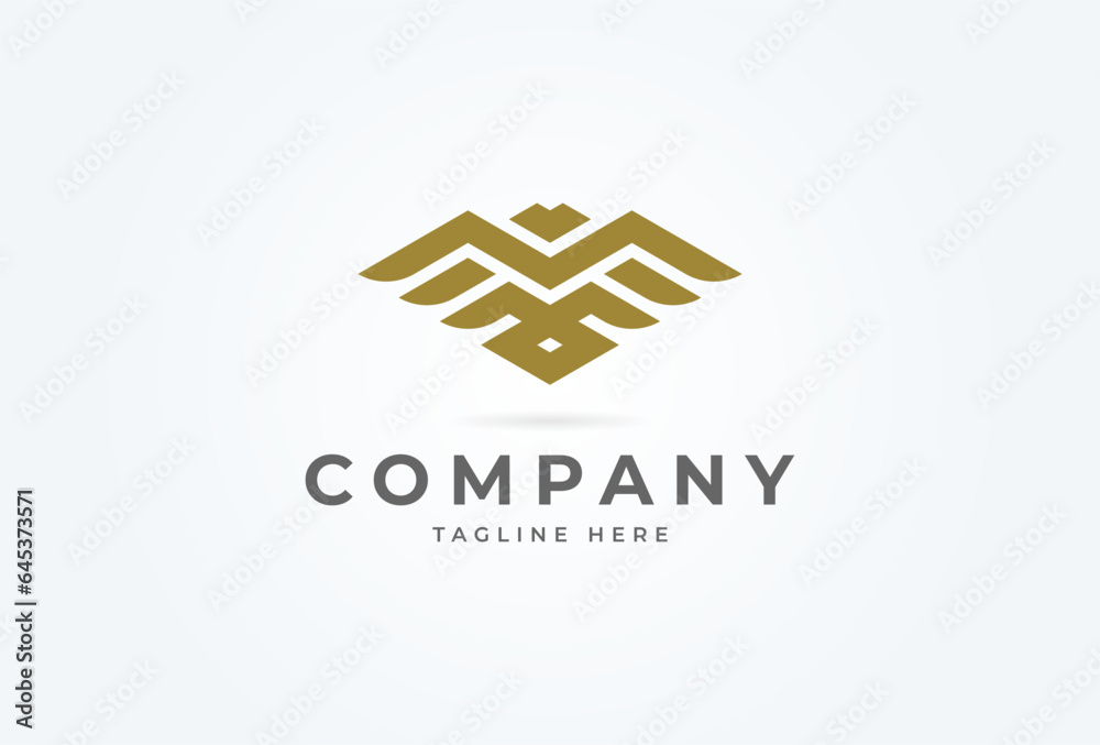 Initial M Eagle logo. Modern eagle with letter M combination. flat design logo template. vector illustration Initial M Eagle logo. Modern eagle with letter M combination. flat design logo template. vector illustration