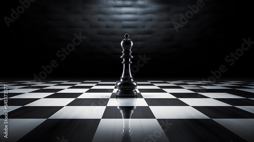 chess board with chess figures on dark background
