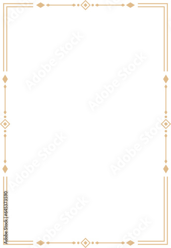 Art deco border and frames. Modern geometric gold frames, decorative line border and geometric golden label frame.