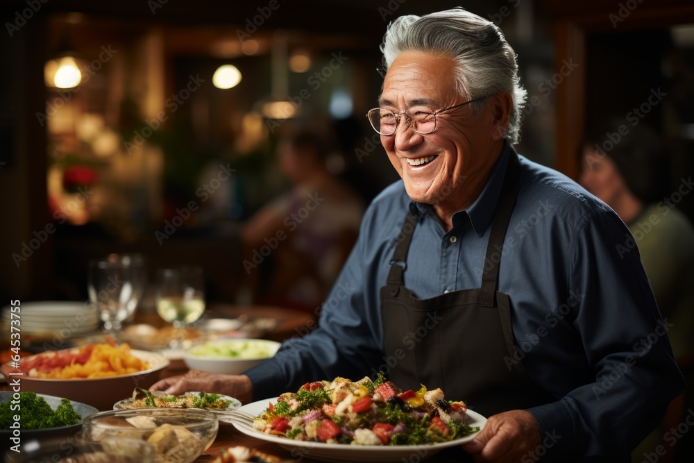 Elderly Person Savoring A Homemade Food, Generative AI Elderly Person Savoring A Homemade Food, Generative AI