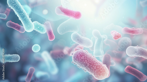 Close up of bacteria and virus cells. Biology, Science medicine background