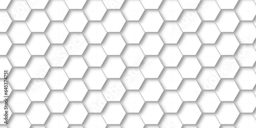 Fototapeta Naklejka Na Ścianę i Meble -  Seamless pattern of hexagons background technology with hexagons. 3d Hexagonal structure futuristic white background and Embossed Hexagon , honeycomb white Background ,light and shadow ,Vector. 