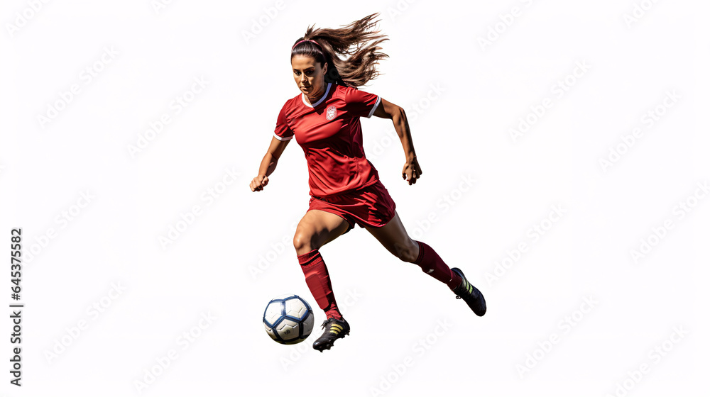 In the world of women's football, a stunning player demonstrates her ball control with a heel kick..