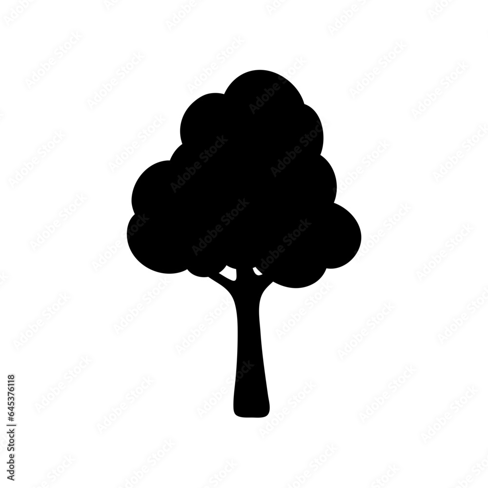 black silhouettes of tree, vector illustration.
