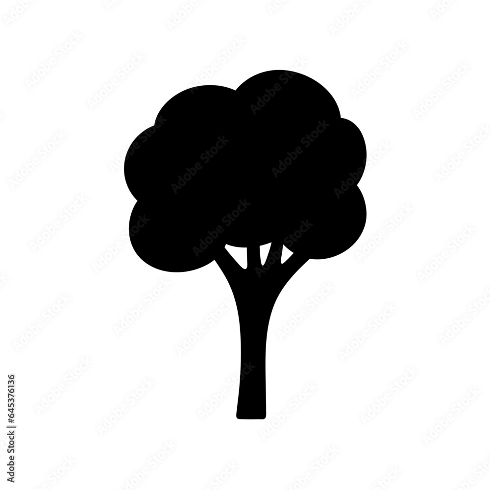 black silhouettes of tree, vector illustration.