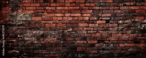 free photo dark red brick wall texture generative AI