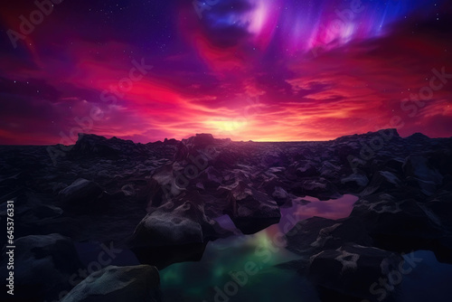 Aurora Borealis Magic Over Icelandic Lava Fields