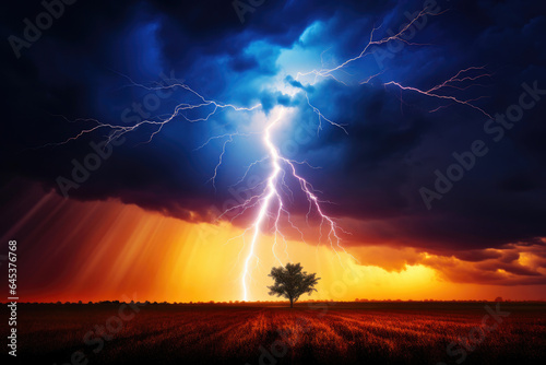 Nature's Fury: A Lightning Bolt in the Night
