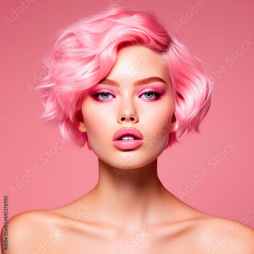 Dramatic Beauty: Pink Makeup and Chiseled Features