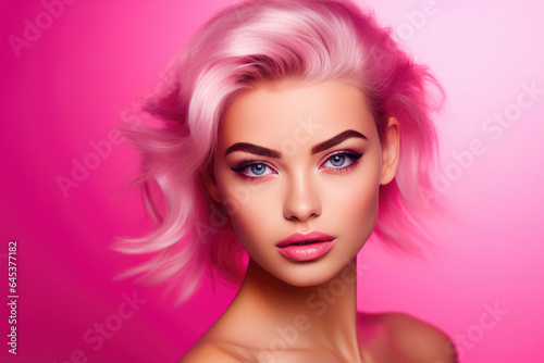 Elegant Fashion Portrait: Pink Beauty