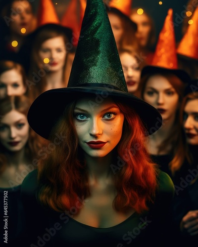 Woman Witch Hat, Halloween Party with friends, Festive 
