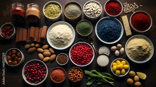 spices and seasoning flat lay
