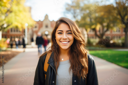 White-Hispanic Student Exploring College Campus