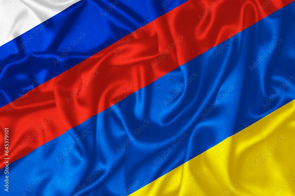 Russia and Ukraine combination waving flag Russia and Ukraine combination waving flag