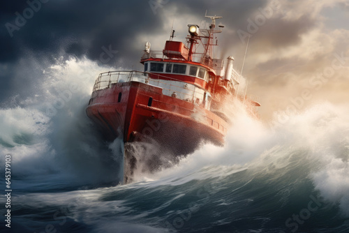 Tugboat Battling Stormy Seas