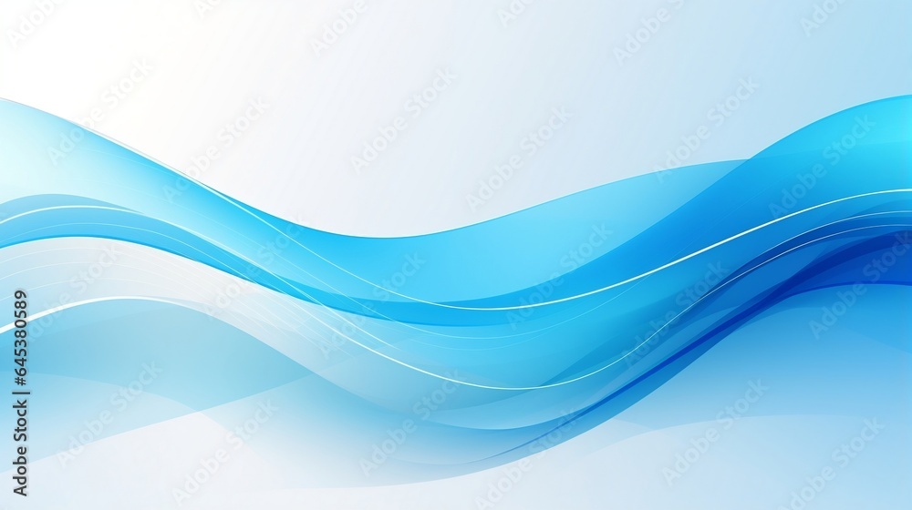 Fototapeta premium Abstract blue background with a dynamic wave. Minimalist blue and white banner with flowing wave