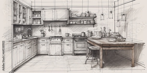 Kitchen concept design. Generative AI photo