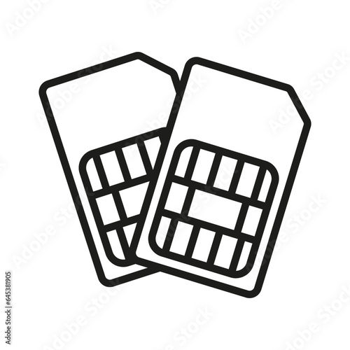 Dual sim card vector icon, dual sim card outline icon flat illustration isolated on white background.