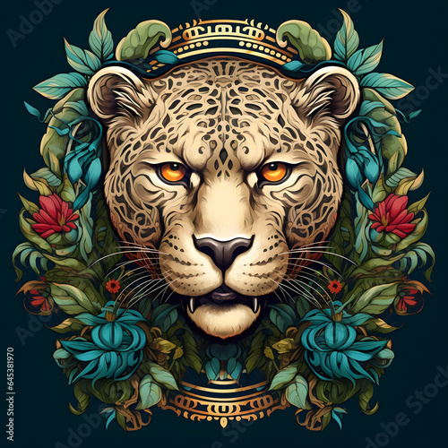 Mesoamerican Jaguar God Various Mesoamerican Cultures dark art illustration isolated on black