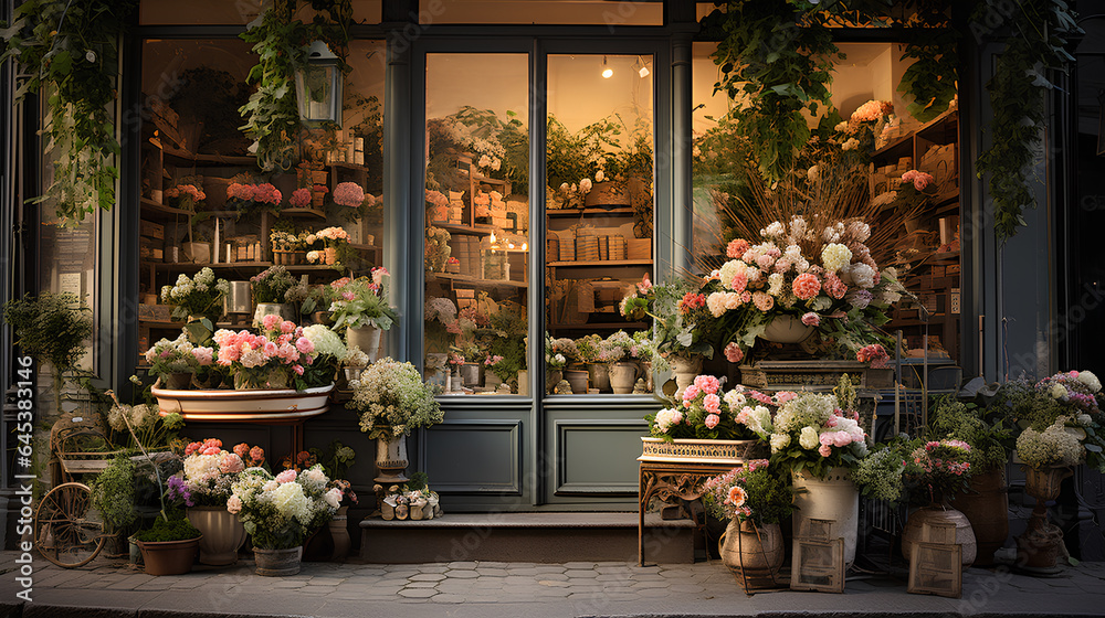  beautiful shop window with flowers
