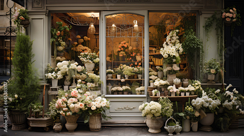 beautiful flowers and decorations in a shop 