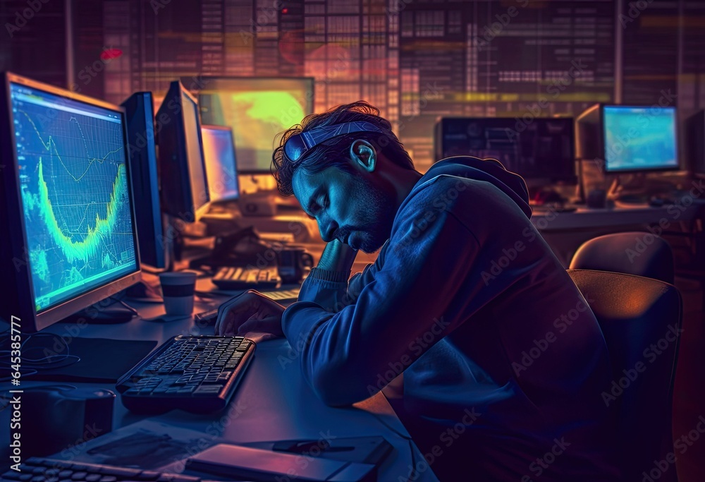 Young man playing video game on computer lose and stress. Male streamer sitting at home and playing another game. Young man playing video game on computer lose and stress. Male streamer sitting at home and playing another game.