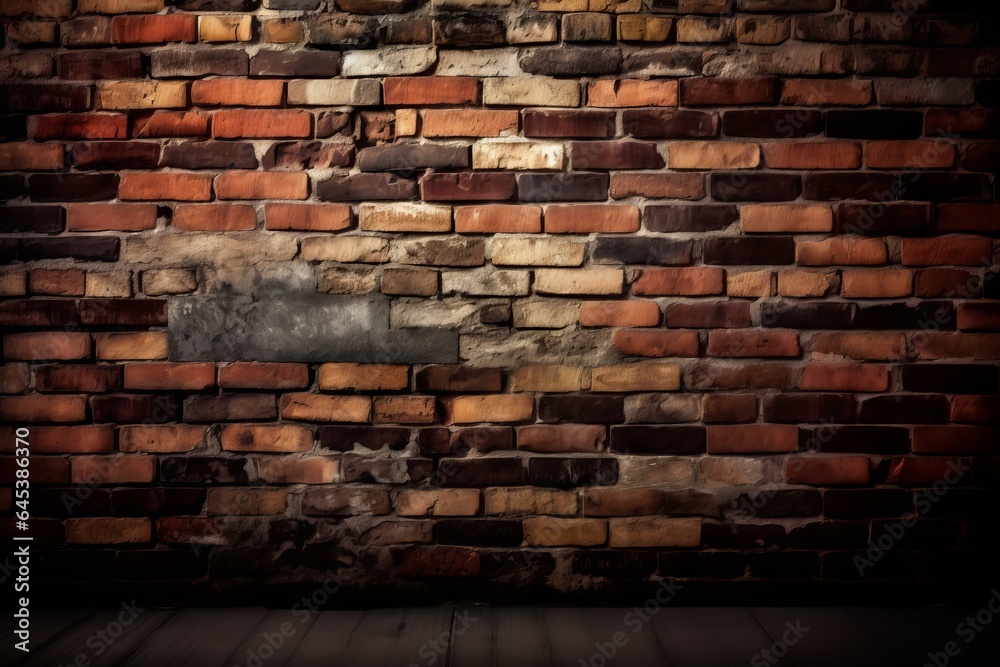 An aged and weathered brick wall with a rustic texture and worn-out appearance An aged and weathered brick wall with a rustic texture and worn-out appearance