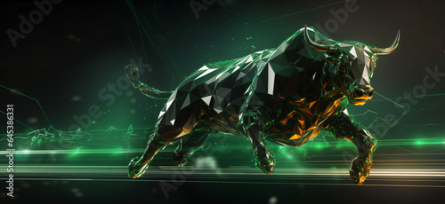 The bulls are back in the stock market or cryptocurrency market. Created with generative Ai technology.