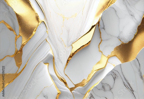 Luxury white and gold Marble texture background. Liquid. Generative AI