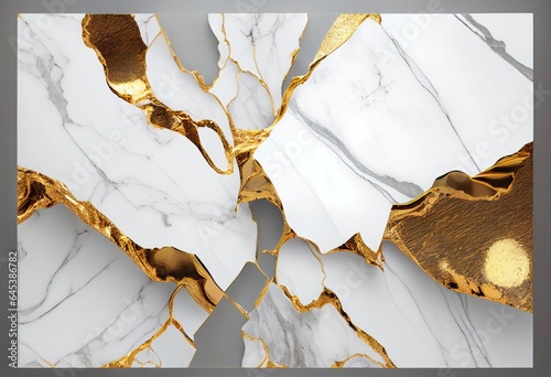 Luxury white and gold Marble texture background. Liquid. Generative AI
