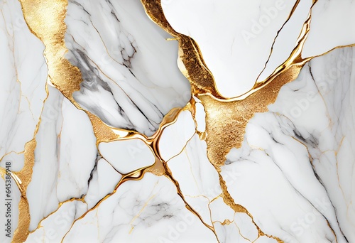 Luxury white and gold Marble texture background. Liquid. Generative AI