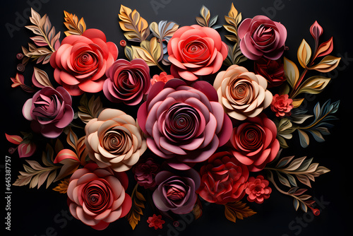 Rose flowers arranging art full color