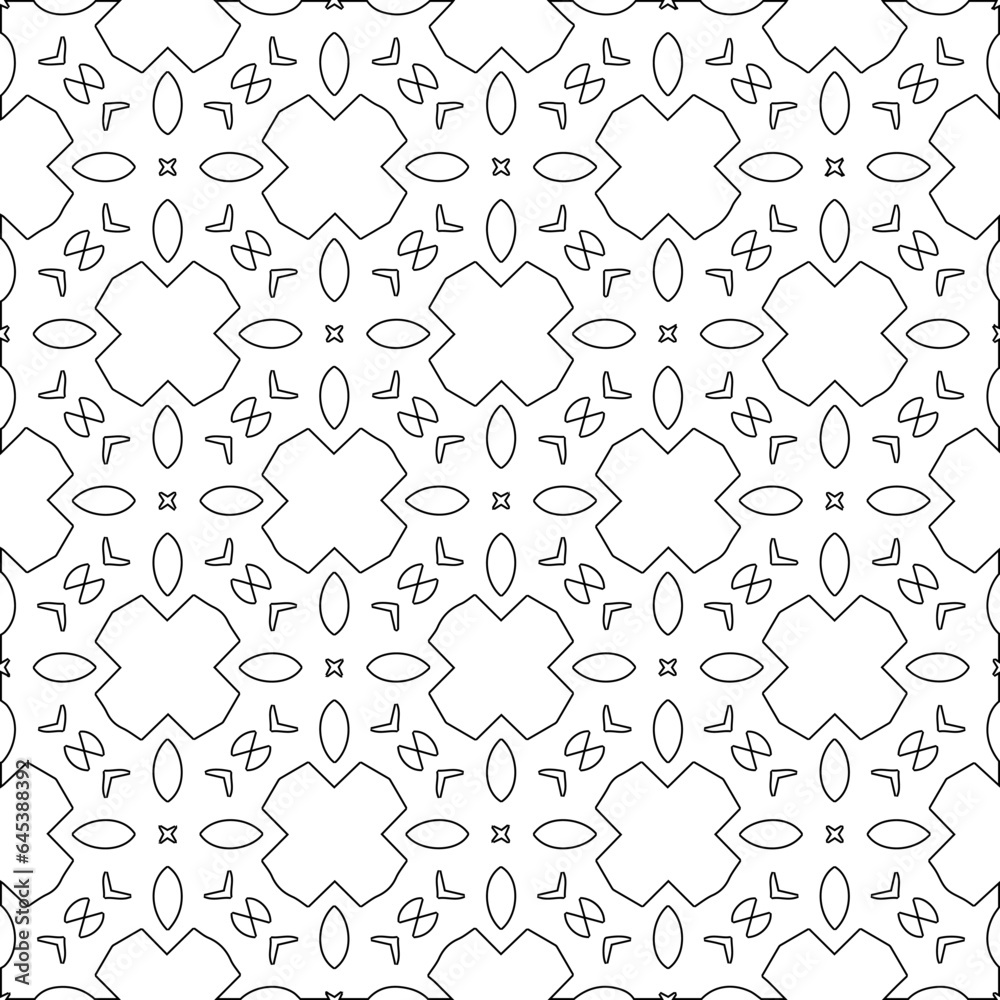 Vector pattern with symmetrical elements . Modern stylish abstract texture. Repeating geometric tiles from striped elements.Black and white pattern. Vector pattern with symmetrical elements . Modern stylish abstract texture. Repeating geometric tiles from striped elements.Black and white pattern.