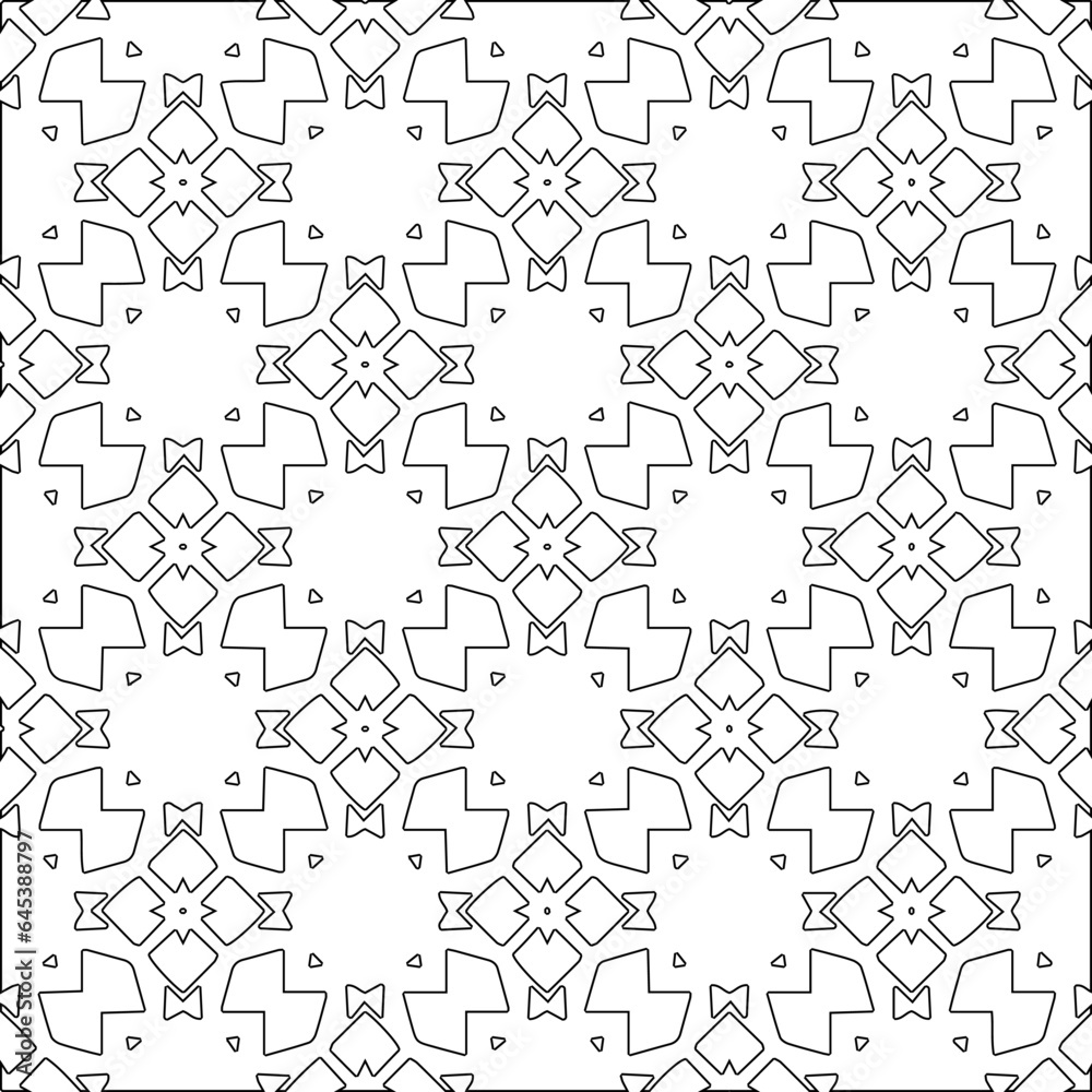 Vector pattern with symmetrical elements . Modern stylish abstract texture. Repeating geometric tiles from striped elements.Black and white pattern. Vector pattern with symmetrical elements . Modern stylish abstract texture. Repeating geometric tiles from striped elements.Black and white pattern.