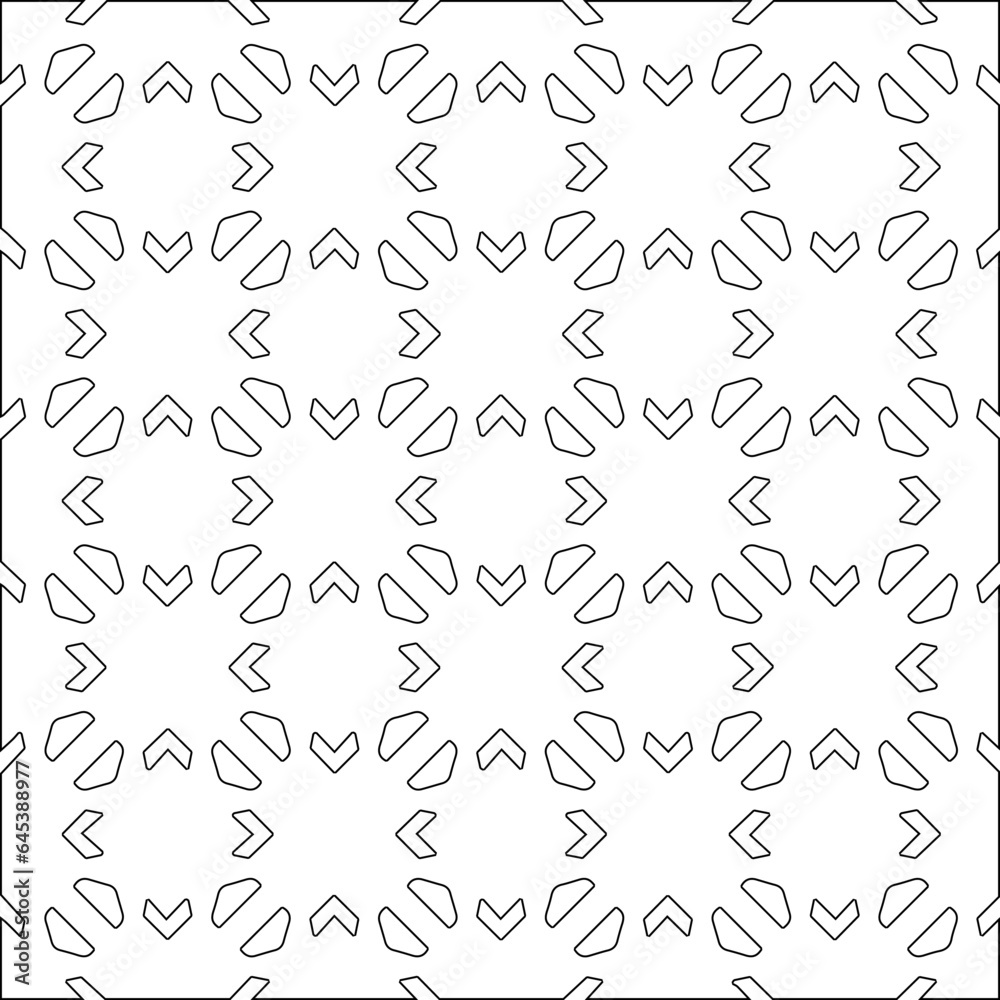 Vector pattern with symmetrical elements . Modern stylish abstract texture. Repeating geometric tiles from striped elements.Black and white pattern.