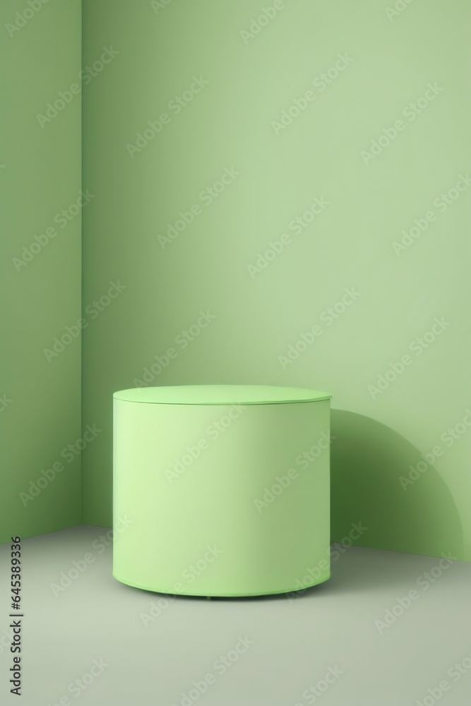 Green cylinder podium pedestal product display platform for product placement background made with Generative AI Green cylinder podium pedestal product display platform for product placement background made with Generative AI